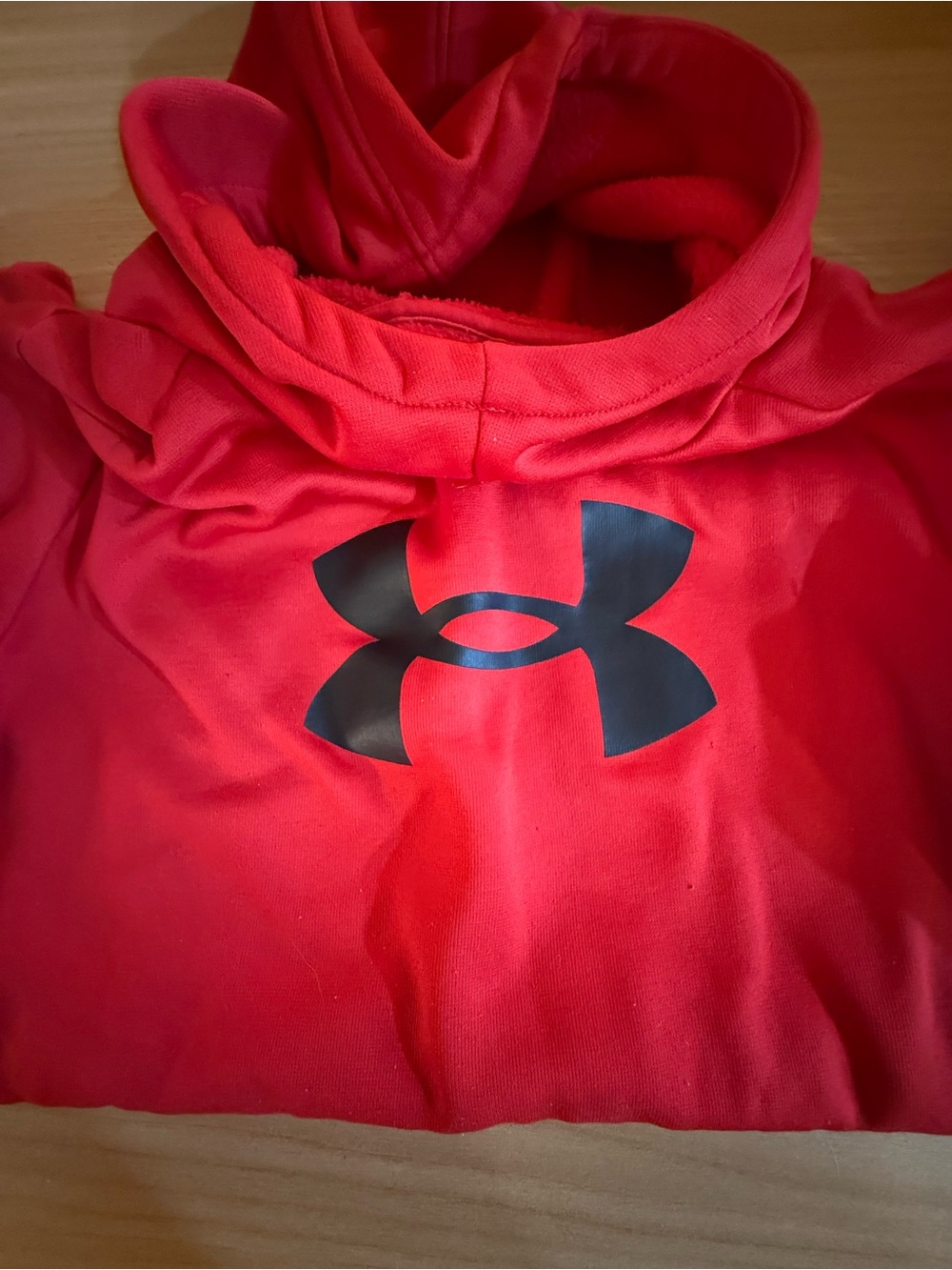 Under Armour Kids Red Hooded Pullover with Black Logo